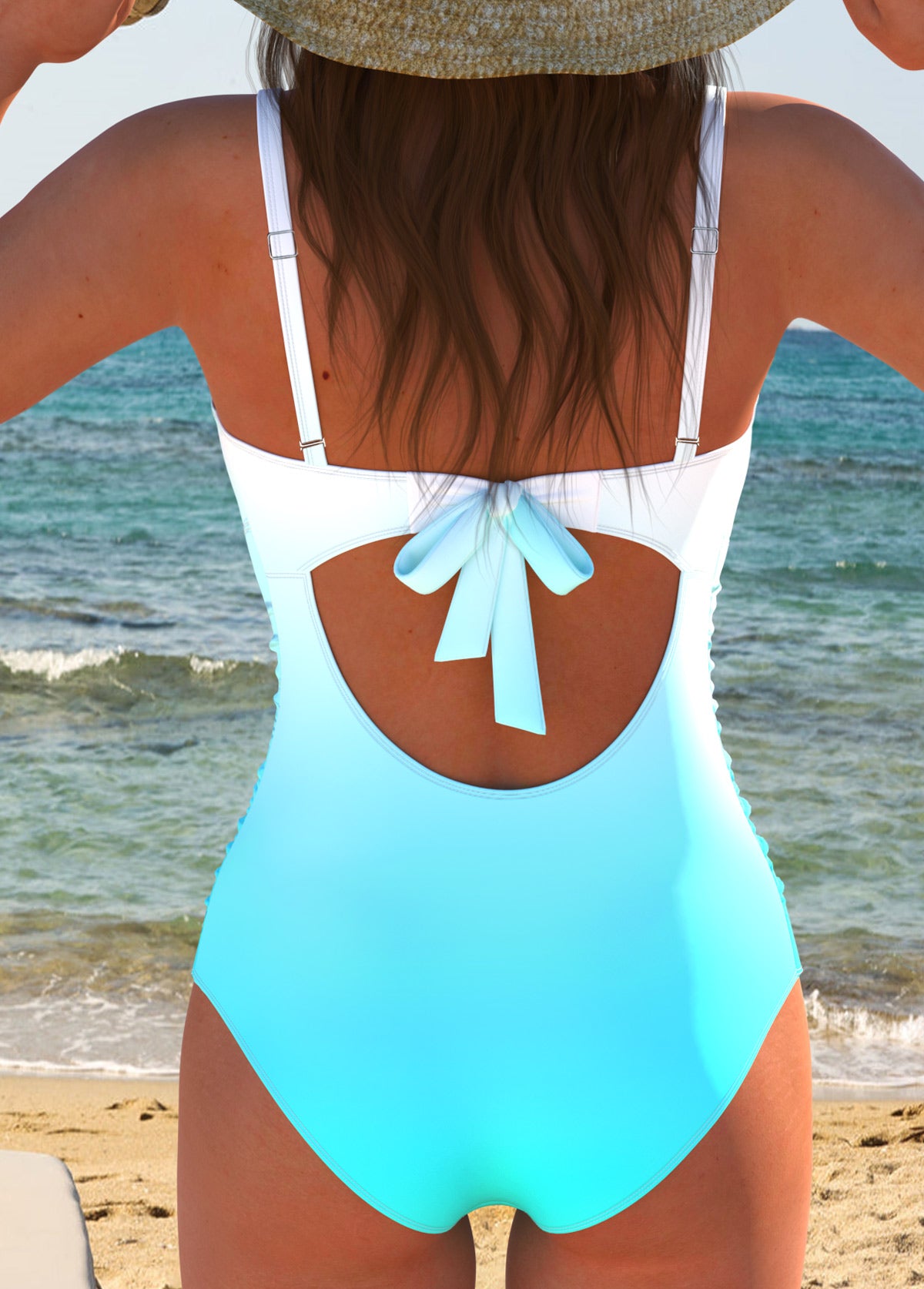 Surplice Ombre Cyan One Piece Swimwear