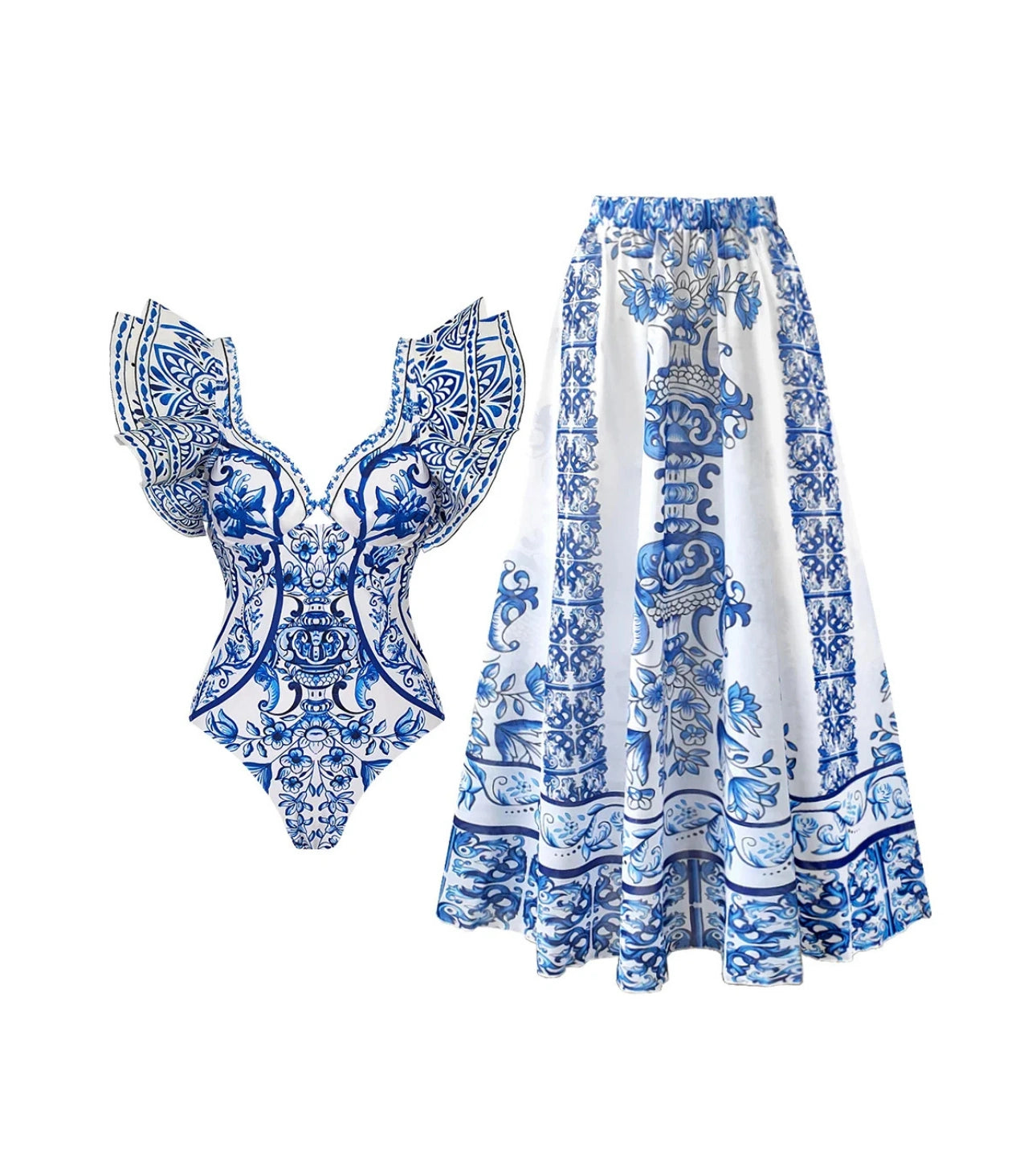 Ruffle Bikini Swimwear with Skirt