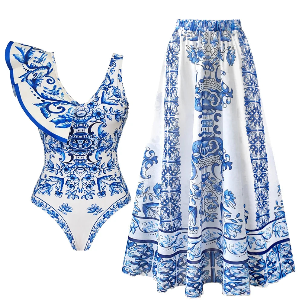 Ruffle Bikini Swimwear with Skirt
