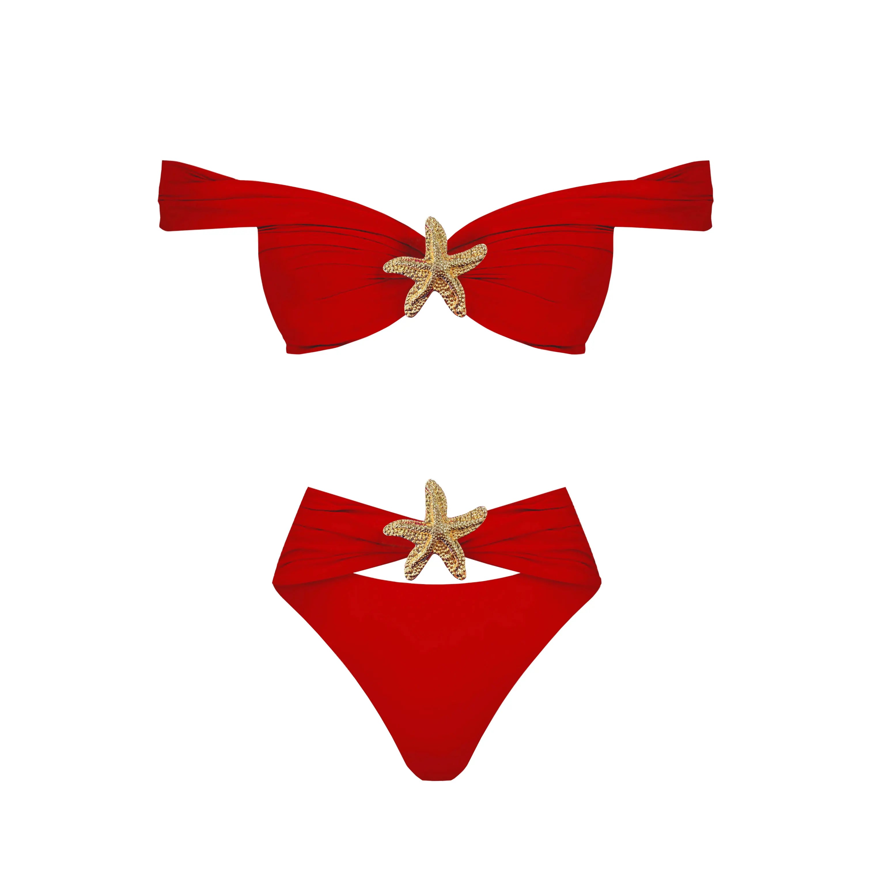 Red Bikini Set w/starfish /Cover up