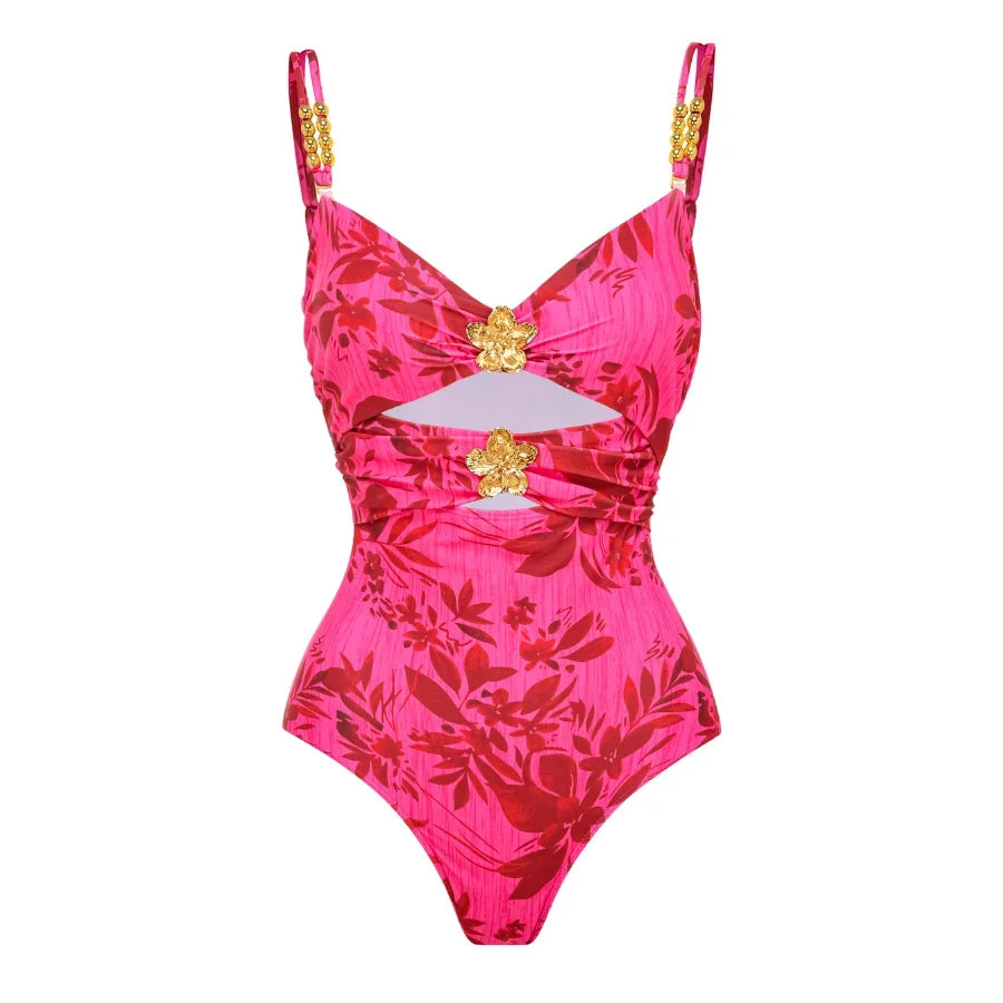 Pink Retro Piece Swimsuit and/ Skirt