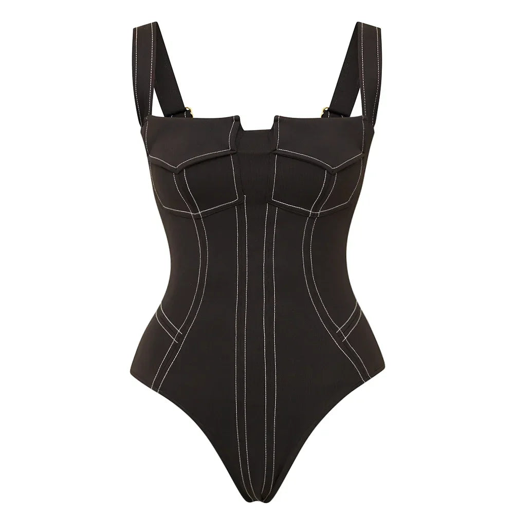 One Piece Swimsuit and Pants Women Swimwear Bodysuit